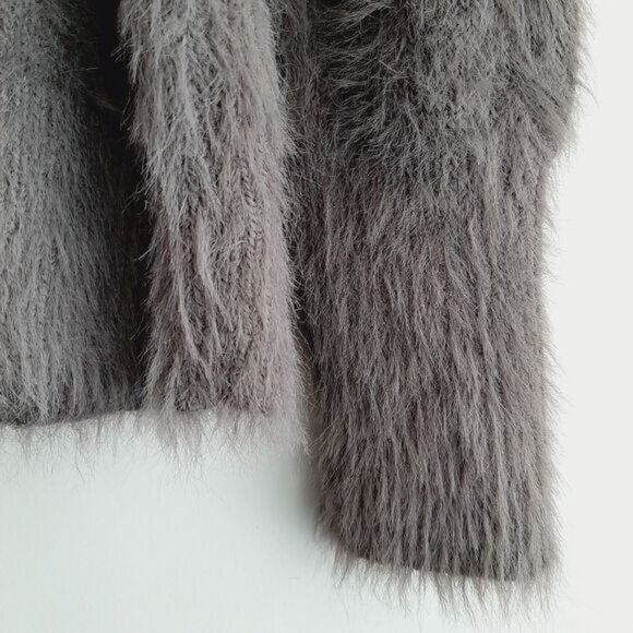 JOE FRESH Eyelash Fuzzy Knit Turtleneck Sweater Gray Sz L - Picture 9 of 13